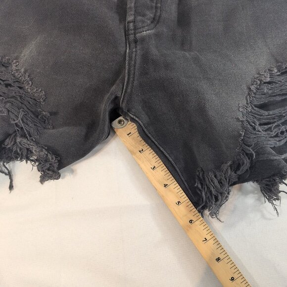 One Teaspoon Stevies 30 Denim Shorts Jeans Black Distressed Slim-Fit Boyfriend - Picture 7 of 16